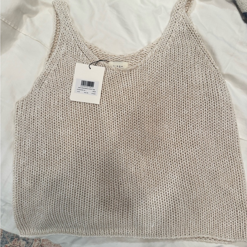 DISSH HEIDI CREAM MARLE KNIT SCOOP TANK